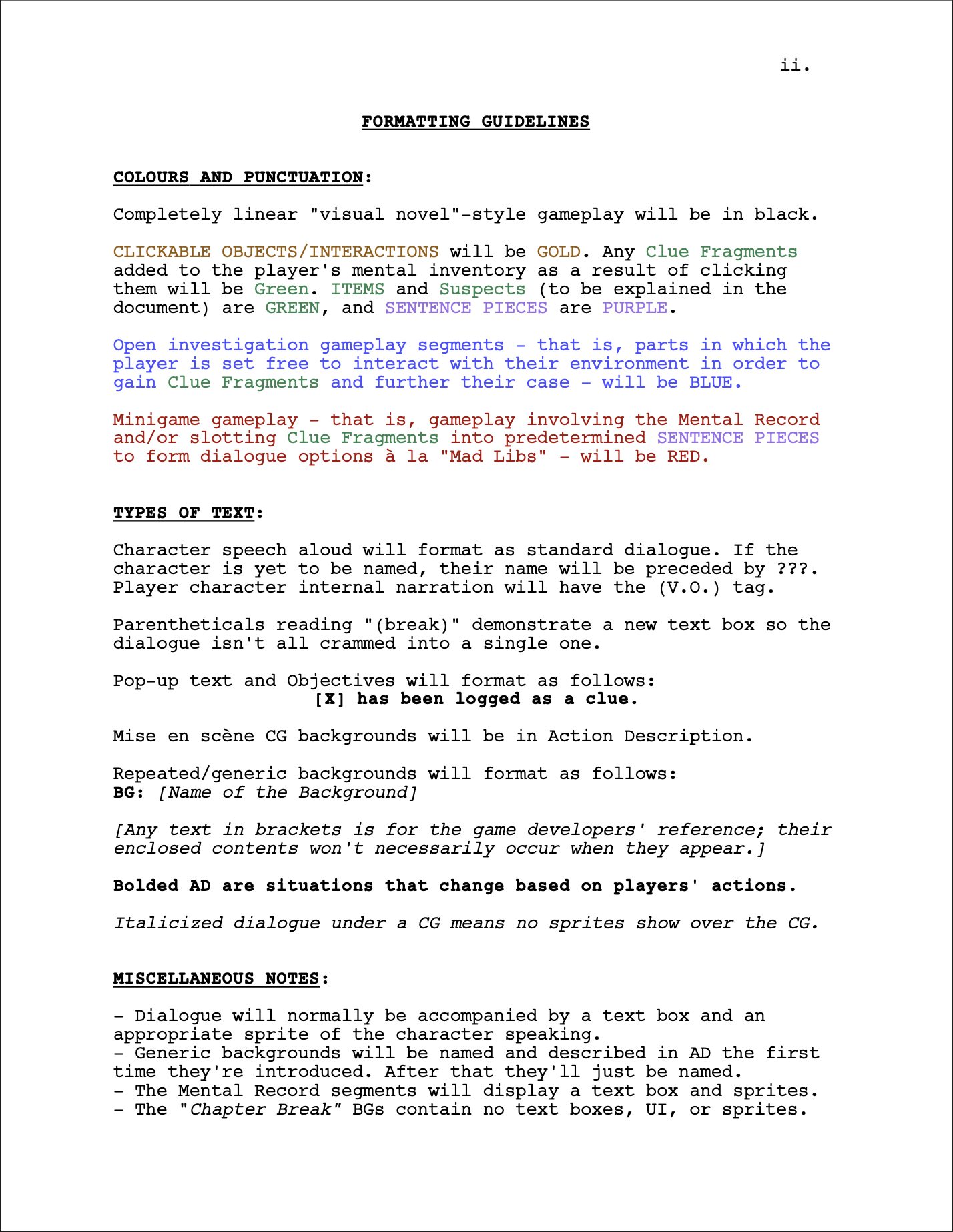 First Draft Formatting Rules